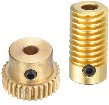 QUARKZMAN Set Ingranaggi a Vite Modulo 0,5 Rapporto Riduzione 30:1 Ottone | Dia Foro Albero Ingranaggio 4mm e Dia Foro Ruota Ingranaggio 4mm, Ruota Dentata 30T Ruote a Vite, senza Fine