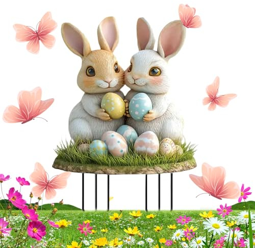 Gartenstecker Osterhasen zum Stecken,Osterhase Osterei osterdeko outdoor osterfekogartenstecker，osterdeko vintage Vintage Osterhase Osterei Gartenschilder ，Osterhase Ostereier Osterschild