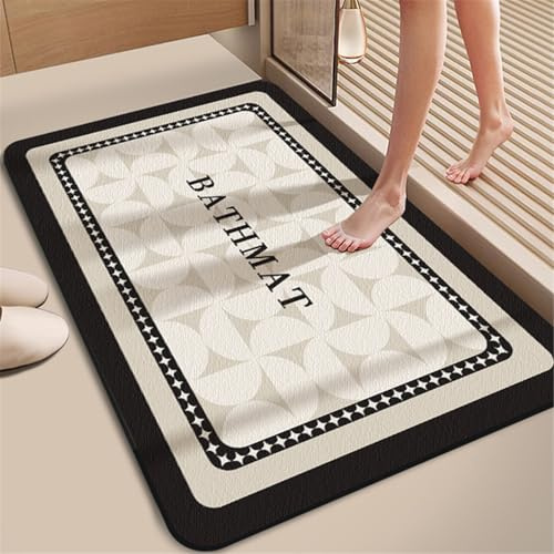 Odot Badematte rutschfest Modern Design Schnelltrocknende Badezimmerteppich Saugfähig Kieselgur Duschmatte Absorbierende Badvorleger für Dusche Badewannen Badezimmer Toilette (Halbkreis,80x120cm)
