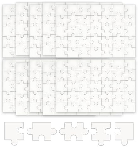 SHIQUAN 10 Stück Blanko Puzzle zum Bemalen, 10x15 cm, Weiß | Leicht zu Färben, 35 Teile DIY Mini Holzpuzzle Puzzle, Geeignet für Färbung Muster und Geburtstagsfeier DIY Handwerk