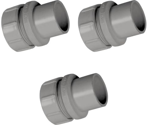 PVC Access Plug, 32mm Solvent Weld Waste Pipe Fitting, Grey, Pack of 3