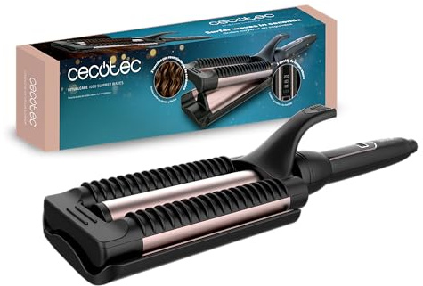 Cecotec RitualCare 1000 - Piastra per capelli a onde estive. 90 W, 3 fusti da 25 mm con rivestimento in ceramica, 3 temperature regolabili, 3 impostazioni di temperatura, cavo a 360°