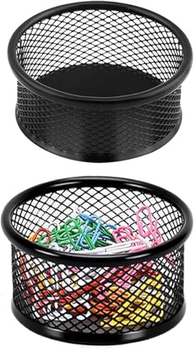 PracFlairy Mesh Paper Clip Holder 2 Pcs, Paper Clips Dispenser Papers Clip, Paperclip Holders for Desk, Paper Clip Holder，Paper Clips Dispenser,for Offices, Homes,Schools Organizer Office