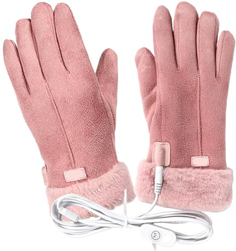 Alasum Guanti riscaldati da donna – Guanti termici elettrici a 3 temperature con alimentazione USB, design in pelle antivento per equitazione, sci e sport invernali