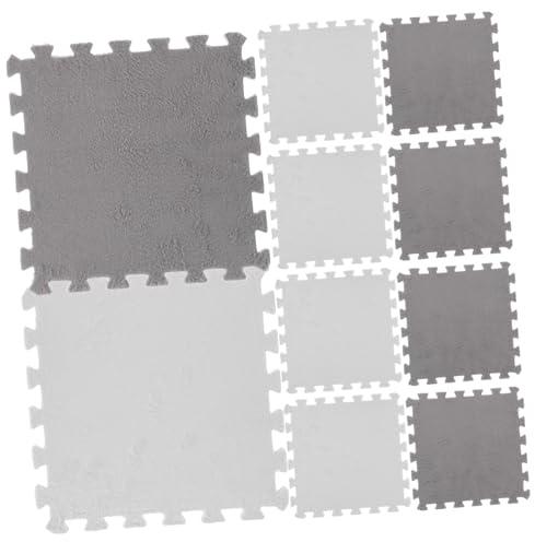 DECOMELODY 10 Stück Teiliges Puzzlematte aus Weichem Schadstofffreiem Schaumstoff Kuscheliger Grauer und Weißer Spielteppich für Junge Mädchen rutschfest Einfach zu Montieren als Krabbel und