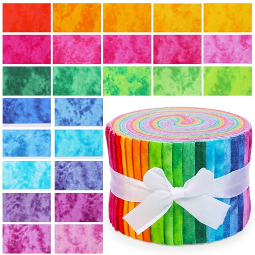 Lot de 25 tissus à coudre, en coton, 6,2 x 100 cm, pour travaux manuels, jelly rolls, patchwork, pour matelassage et couture, décoration de bricolage