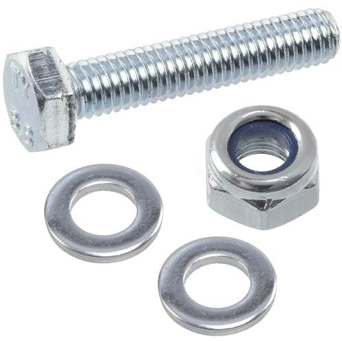 AERZETIX - Satz mit 25 M6x30 mm Sechskantschrauben + 50 Unterlegscheiben + 25 M6 Sechskantmuttern für die Heimwerkermontage und leichte Befestigung | Stahl