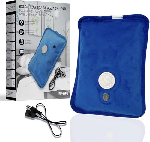 Bolsa de agua caliente eléctrica recargable, calentamiento rápido 75°C, bolsa de agua caliente de larga duración, terciopelo cómodo, alivio del dolor muscular y menstrual, 27x18x4 cm