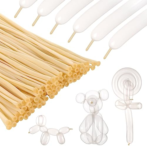 100 Pcs Modelling Balloons Long Balloons 260Q Clear Twisting Long Latex Magic Balloon for Balloon Arch, Birthday, Wedding, Party Decorations