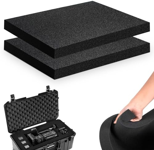 2 Stück Schaumstoff Zuschnitt, 40*30*3cm Rasterschaumstoff,Würfelschaum Vorgeschnittenen Polyurethan-Schaum für Werkzeugkoffer Kamerakoffer Koffereinlage Schaumstoff