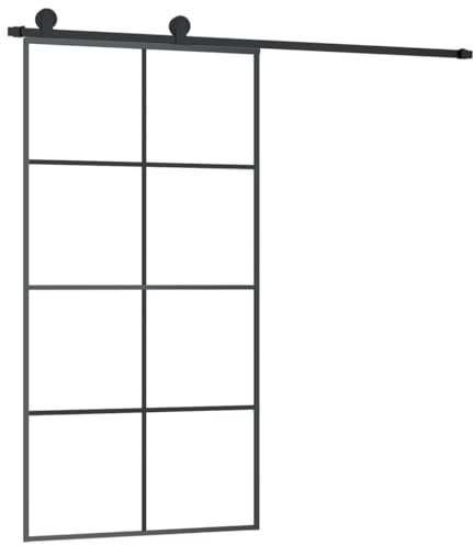 CIOURSTO Skjutdörr i Glas, Härdat Säkerhetsglas och Aluminium, Skjutdörr med Beslag för Inomhusbruk (102,5 x 205 cm)