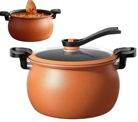 Pentola A Pressione, Antiaderente Grande Capacità Multifunzionale Con Coperchio Trasparente, Cottura a Pressione in Ghisa, Per Conservazione Cottura al Vapore Riso Fagioli Casa Ristorante Feste Hallow