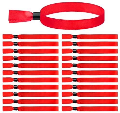 Haohai 150 Stück rote Stoff-Event-Armbänder, Stoff-Event-Armbänder für Party, Musik, Festival, Hochzeit, Karneval, Live-Show, Party-Armbänder für Veranstaltungen, Einweg