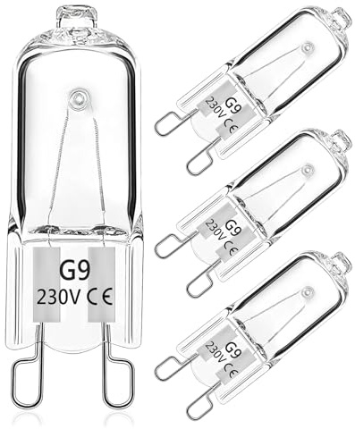 Wieyily G9 Backofenlampe 40W 300 Grad, 230V G9 Halogen Leuchtmittel Dimmbar für AEG/Neff/Zanussi/Bosch Backofen, Mikrowelle, Halogenlampen Oven Lampe, Warmweiß 2700K, 4 Stück