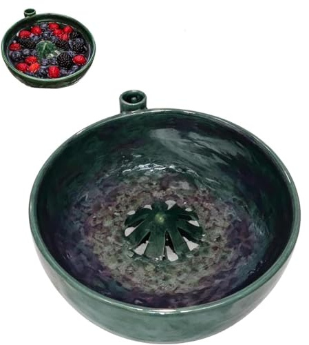 Generico Ciotola Rotante Per Il Lavaggio Dei Frutti Di Bosco, Lavaverdure in Ceramica, Cestello Filtrante A Rotazione Automatica, Lavaverdure Automatico Multiuso, Base A Drenaggio Rapido (1pcs)