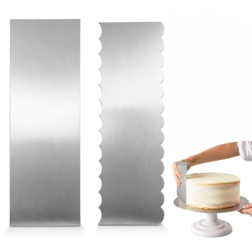 LYEGJT 2 Pezzi Raschietto per Torte in Acciaio Inox,Torte a Doppio Lato,Raschietto Liscia Torta Decorare Glassare,Spatola o consistenza per Pasticceria, Crema al Burro Mousse
