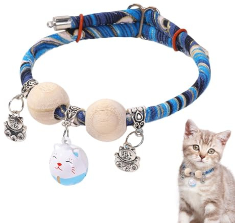 Collars for Cats Cedar-Bead Pet Cat Collar | All-Day Wear Animals Adjustable Necklace Aesthetic for Photography Training Travel Walking Holiday Yard