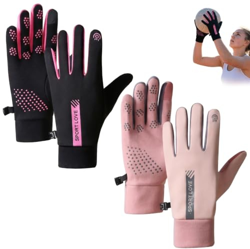 Hounyou 2 Pairs Netball Gloves Women, Non-Slip Grip Sports Gloves, Thin & Lightweight Netball Gloves Women Grip Thin Light, Ideal for Running, Cycling, Hiking & Outdoor Activities