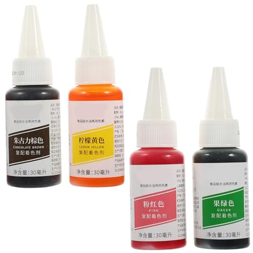 Toyvian Ensemble de 4 Colorants Alimentaires Liquides pour Décoration de Gâteaux, à Base D'eau Sorbitol, Pâtisserie Création de Desserts Colorés