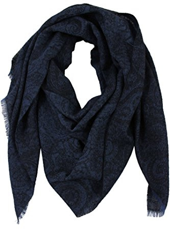 Rotfuchs® Schal Webschal Paisley modisch blau schwarz 100% Wolle (Merino)
