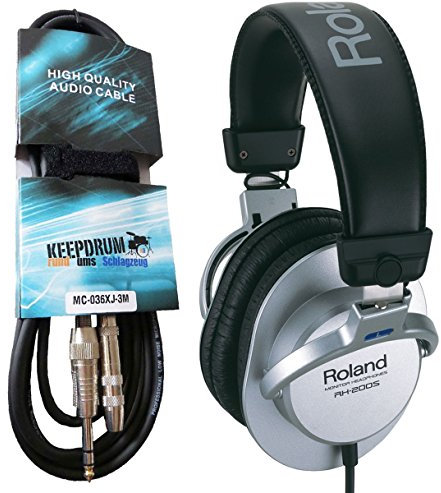 Roland RH-200S Kopfhörer Silber + keepdrum Verlängerungskabel 3m