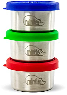 Mintie Mini-Topf-Set auslaufsicheres, wiederverwendbares wiederverwendbares Edelstahl-Plastik-Free-Snack-Box-Lebensmittelbehälter mit BPA-freien Silikondeckeln