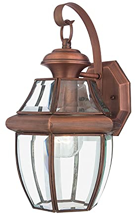 Licht-Erlebnisse Außenwandleuchte Vintage Design in Kupfer antik IP44 Lampe Draußen Wand Terrasse Balkon Haustür