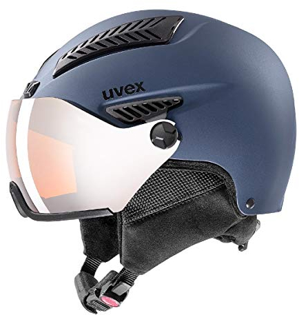 uvex hlmt 600 Visor - robuster Skihelm für Damen und Herren - individuelle Größenanpassung - mit Visier - Blue matt - 53-55 cm