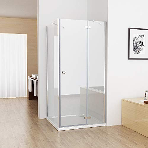 75x80x195 cm Duschkabine Eckig Nischentür Dusche 80cm Seitenwand ESG Glas