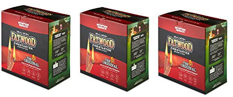 Betterwood 5lb Fatwood Natural Pine Firestarter (3 Pack) for Campfire, BBQ, or Pellet Stove; Non-Toxic and Water Resistant