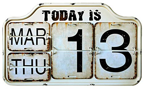 Metall Ewiger Kalender Schreibtischkalender Wandmontage Retro Metallkalender Perpetual Monat Kalender Shabby Chic Metal Perpetual Flip Schreibtischkalender Für Home Office Dekor, 25x42x3,5cm