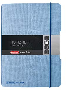 Herlitz 50033737 Notizheft flex Leinen A6,40 Blatt, punktiert, FSC-Mix, hellblau, my.book
