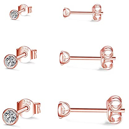 Gulicx 3 Pairs 925 Silver Stud Earrings Set for Women Girls, Hypoallergenic Stering Silver Tiny Round Cubic Zirconia Simulated Diamond Stud Earrings,Small Sleeper Cartilage Studs, Size: 2, 3, 4mm