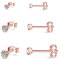 Gulicx 3 Pairs 925 Silver Rose Gold Stud Earrings Set for Women Girls, Hypoallergenic Stering Silver Round Cubic Zirconia Simulated Diamond Stud Earrings, Small Sleeper Cartilage Studs,Size:2,3,4mm