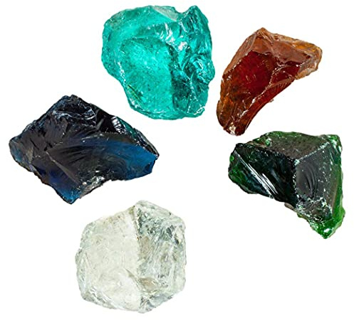 Bunte-Gartenwelt Glasbrocken Gartendekoration Glasstein Glasbruch 10kg Farbenmischung Muster Glass stone Dekoglas Außen (60-100mm)