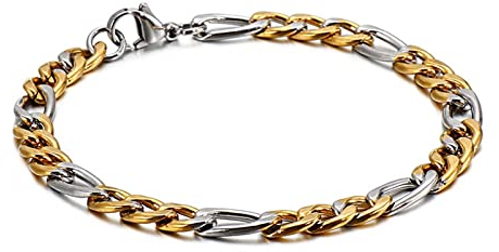 Wycian Armbänder für Herren Armspange, Herren Armband 6mm Edelstahl Unisex-Hip-Hop-Armband Lang 20cm Gold-Silber