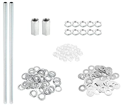PATIKIL M10 Filettatura 300mm (11,81) Lampada Tubo Kit, Zinco Placcatura | con Blocco Dadi Rondelle, Fissaggi Assortimento Ferramenta, per Lampadario Soffitto Luce Fai Da Te