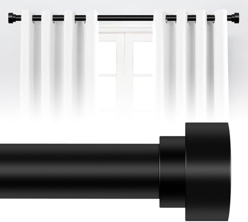 HEI! DEAR Bastoni per tende neri per finestre da 71 a 120 cm (0,7-1,2 m), asta regolabile per tende da 2,5 cm, aste per tende resistenti, aste per tende telescopiche per finestre, 45,7-114,3 cm, nero