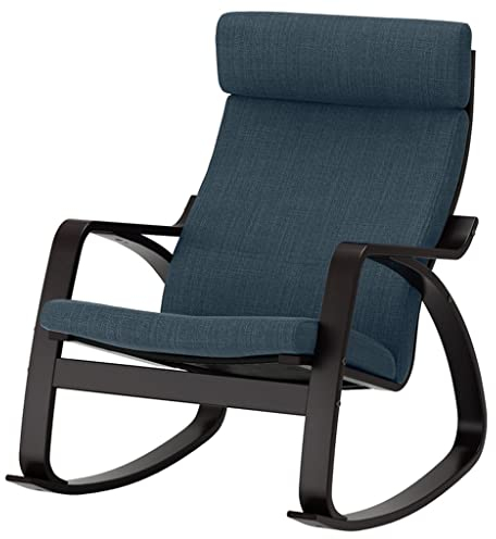 Indoor-Schaukelstuhl, moderner Schaukelstuhl, Metallrahmen, Mid-Century-Sessel, mit Stoff gepolsterter Liege, mehrfarbige Optionen, für Wohnzimmer, Schlafzimmer (Farbe : Tintenblau + S