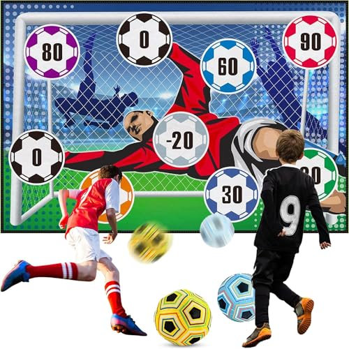 Soccer Ball Game Set for Kids Football Accuracy Exercise, Indoor Outdoor Toss Soccer Goal Game with Velcro Balls, Foldable Flannel Goals, Party Gifts for Boys Girls 3 4 5 6 7 8+ Year Old Toys
