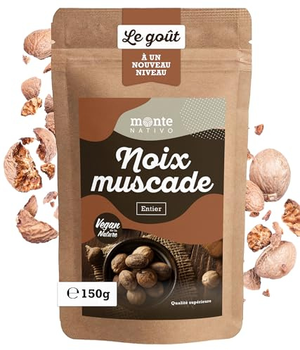 Nuez Moscada Entera Monte Nativo (150g) - Nuez Moscada Entera perfecta para Cocina y Postres - Especias para Chai & Curry & Gin