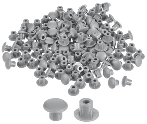 sourcing map 600Pcs Screw Hole Plugs, 5mm(3/16) Dia Plastic Snap in Shelf Button Flush Type Caps for Furniture Cabinet Cupboard, Light Grey