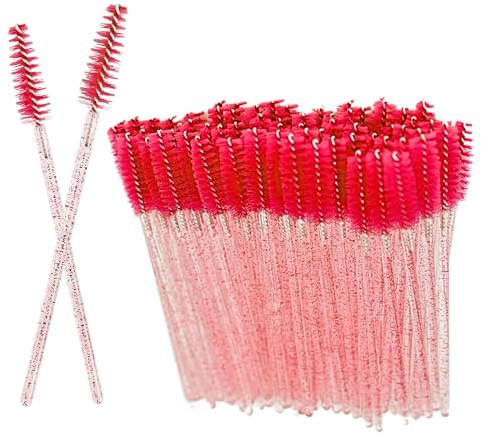 150pcs Eyebrow Spoolies, Premium Disposable Eyelash Brushes Spoolies, Disposable Mascara Wands, Eyelash Spoolies Eyebrow, Cosmetic Make-Up Tools (Crystal Red), Perfect For On-The-Go Grooming Needs
