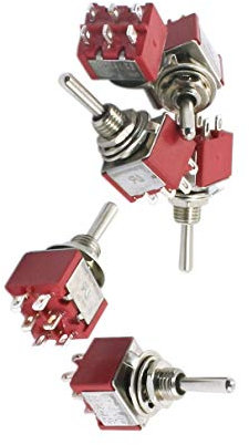 HMCOCOOFM Interruttori a levetta AC 250V 2A 3 Posizioni on/off/on DPDT Toggle momentaneo Interruttori a levetta DPDT Interruttore 6 Pezzi Interruttore
