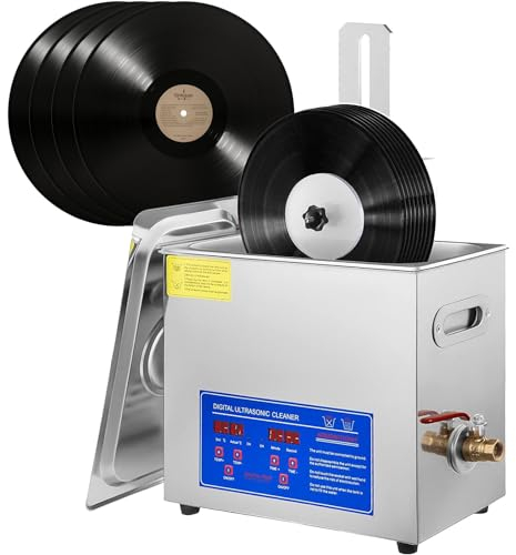 JJENXYYDS Pulitore ad ultrasuoni per Dischi in Vinile da 6.5L,Pulitore per Dischi in Vinile con riscaldatore e Timer per Gioielli, Monete, Parti Metalliche