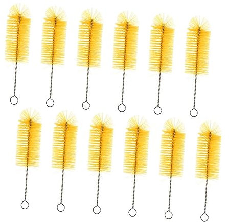 COLLBATH 12pcs Bottle Cleaning Brush Multi-function Stainless Steel Silicone Cleaners for Cups Teacups and Bottles Easy to Use Store for Daily Household Use