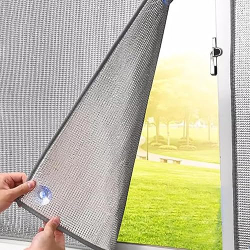 Thermo Cover Fenster Aluminiumfolie Isolierfolie Fenster Kälteschutzfolie Fenster mit Saugnäpfen Sichtschutz Wärmeisolierung Reflektierende Fensterfolie Fenster Innen oder Außen (50x120cm)