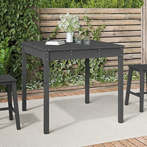 Xichuzi Gartentisch, Buffettisch, Garten Esstisch, Multifunktionstisch, Terrassentisch, Picknicktisch, Spieltisch, Flohmarkttisch, Grau 82,5x82,5x76 cm Massivholz Kiefer