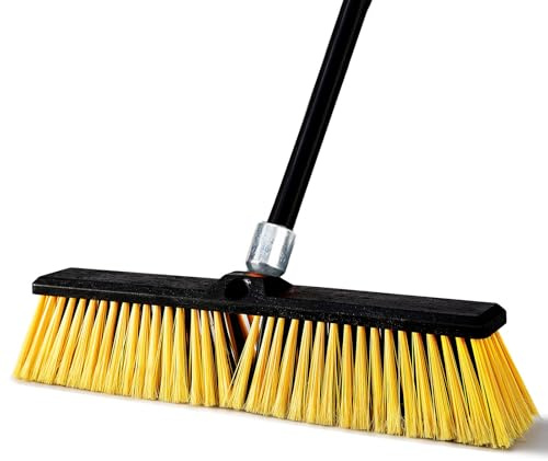 Woobroo Garden Broom, Yard Brush Heavy Duty Outdoor,Telescopic Long Handle,for Cleaning Bathroom Kitchen Patio Garage Deck Concrete Wood Stone Tile Floor