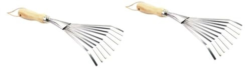 TOYANDONA Rastrillo De Jardín Pequeño De Nueve Dientes Herramientas De Jardinería con Mango Ergonómico para Recoger Césped y